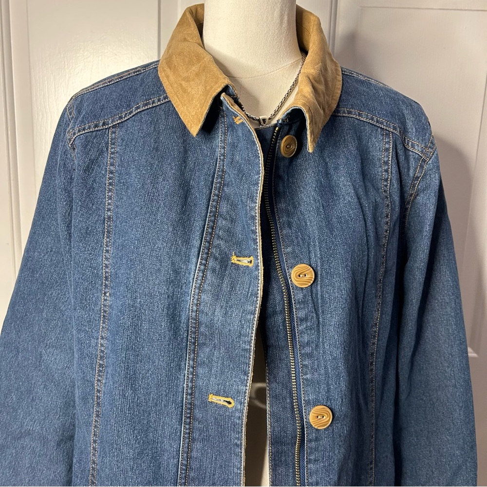 Chadwick Denim Barn Jacket, Flannel Lined, Faux Suede Lined Cuffs, Point Collar) - Picture 3 of 10
